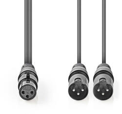 Nedis Sztereó Audiokábel XLR - 2x mono XLR Y kábel 1, 5m