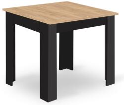  Masa de sufragerie MADO neagra cu blat in decor artizanal stejar 80x80cm