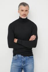 Calvin Klein gyapjú pulóver könnyű, férfi, fekete, garbónyakú - fekete S