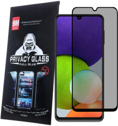 Samsung Galaxy A13 4G / A13 5G / A04s / A22 5G / A32 5G üvegfólia, tempered glass, előlapi, edzett, hajlított, fekete kerettel, betekintés védelemmel, Privacy