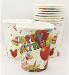 Mezőfi Team Kft Papír pohár 10 db/cs - Happy Birthday tortás-lufis