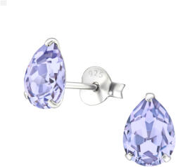  Körte Alakú Ezüst Stift Fülbevaló Valódi Európai Kristályokkal Levendula