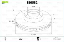 VALEO Disc frana VALEO 186582 - automobilus