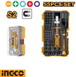 INGCO HKSDB0558 racsnis és precíziós csavarhúzó készlet - 55 részes (HKSDB0558)