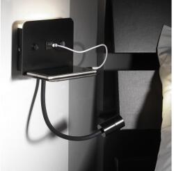 Onli Veioză LED flexibilă cu raft și încărcare USB ONLI PLAK LED/1W/230V negru (OL0436)