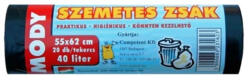  Szemeteszsák 40 liter 55 x 62 cm erősített 20 db/tekercs fekete - tobuy