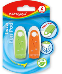 Radír, PVC mentes 2 db/bliszter Keyroad Fun Pod vegyes színek
