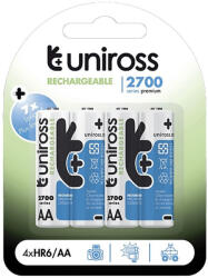 Elem tölthető akku AA ceruza HR6 2700mah 4 db/csomag, Uniross