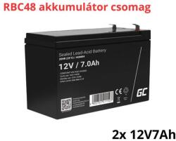Green Cell APC RBC48 helyettesítő akkumulátor csomag (2x 12V 7Ah) (RBC48-RP)