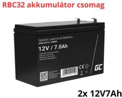 Green Cell APC RBC32 helyettesítő akkumulátor csomag (2x 12V 7Ah) (RBC32-RP)