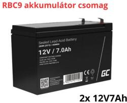 Green Cell APC RBC9 helyettesítő akkumulátor csomag (2x 12V 7Ah) (RBC9-RP)