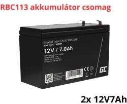Green Cell APC APCRBC113 helyettesítő akkumulátor csomag (2x 12V 7Ah) (APCRBC113-RP)
