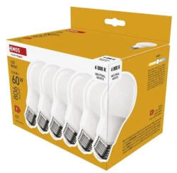 EMOS ZL5F43-6 Basic A60 / E27 / 9, 4W (60W) / 806lm / Természetes fehér LED izzó (EMOS-ZL5F43-6)