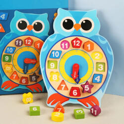 Treehole Ceas PUZZLE din lemn Montessori cu forma de bufnita (100132)