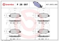 BREMBO fékbetétkészlet, tárcsafék BREMBO P 28 097 (P 28 097)