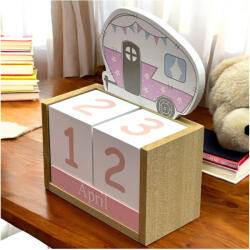Jovy Calendar decorativ din Lemn, 14 x 7 x 18 cm, PINK