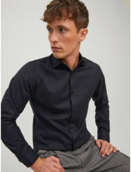 JACK & JONES Cu mânecă lungă Bumbac Cămașă în Linie ingusta Negru 12227385 (12227385)