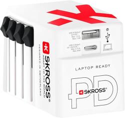 SKROSS World USB világutazó átalakító adapter, 65W, USB-C kábellel (WORLDUSB-PD65) (WORLDUSB-PD65)
