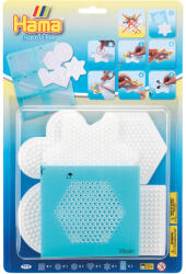 Hama Set de 5 plansete midi si 1 hartie autoadeziva Bead Tac in basica (7711)
