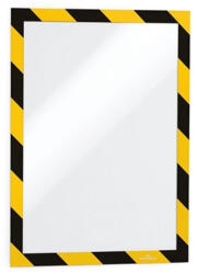Infókeret A4, öntapadó mágneses záródás 2 db/csomag, Durable Duraframe® Security, sárga/fekete