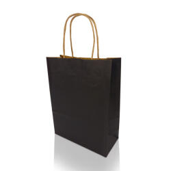 Sodrottfüles papírtáska 185x240mm 80mm talp S méret 250 db/doboz, fekete - tobuy
