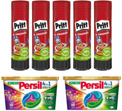 Ragasztóstift 43 g AKCIÓS CSOMAG + 2 db Persil Discs Color mosókapszula 100x43 g (10x10 db ) stift Pritt