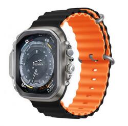DEVIA DELUXE SPORT6 pótszíj (egyedi méret, nagy, szilikon, állítható, hullám) FEKETE/NARANCSSÁRGA GP-160493 (GP-160493)