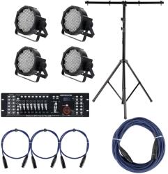 Showlite FLP-144W Reflektor 4 darabos KÉSZLET DMX Vezérlővel, Master Pro USB-vel, Állvánnyal és Kábellel (KST41693)