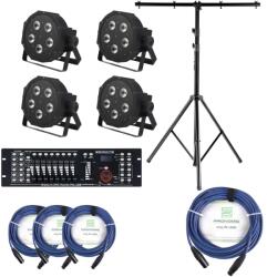 Showlite FLP-5x8W Reflektor 4 darabos KÉSZLET (DMX Master Pro USB, Állvány és Kábel) (KST40781)