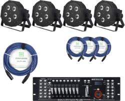 Showlite FLP-5x9W Reflektor 4 darabos KÉSZLET (DMX Master Pro USB, Állvány és Kábel) (KST40776)