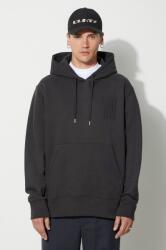 Norse Projects hanorac de bumbac Arne Relaxed Organic Brushed Fleece N Logo Hoodie bărbați, culoarea negru, cu glugă, uni N20.1354. 9999 9BYX-BLM1F9_99X (N20.1354.9999)