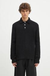 Norse Projects pulover de lână Rasmus Relaxed Brushed Polo bărbați, culoarea negru, N45.0614. 9999 9BYH-SWM0L1_99X (N45.0614.9999)