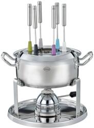 Rösle Fondue készlet 6 személyes Rösle, gáz, 6 villa, kivehető rozsdamentes tál, több hőforrással kompatibilis, üveg fedél, rozsdamentes acél