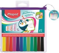 Maped Táblamarker készlet, 1, 5 mm, kimosható, fehértáblához, MAPED "Marker`Peps, 12 különböző szín (741817)