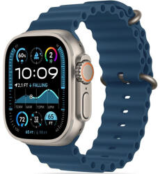 Apple Watch 4-6, SE, SE (2022) (42 / 44 mm) / Watch 7-9 (45 mm) / Watch 10 (46 mm) / Watch Ultra 1-2 (49 mm), szilikon pótszíj, állítható, hullámos kialakítás, TP IconBand Pro, kék