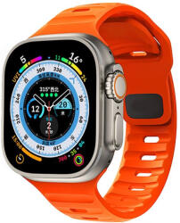 Apple Watch 4-6, SE, SE (2022) (42 / 44 mm) / Watch 7-9 (45 mm) / Watch 10 (46 mm) / Watch Ultra 1-2 (49 mm), szilikon pótszíj, állítható, TP IconBand Line, narancssárga
