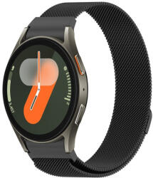 Samsung Galaxy Watch 4 / 5 / 5 Pro / 6 / 7 / FE (40 / 44 / 45mm) / Watch 4 Classic / 6 Classic (42 / 43 / 46mm), fém pótszíj, milánói stílus, TP MilaneseBand, fekete