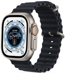 Apple Watch 4-6, SE, SE (2022) (42 / 44 mm) / Watch 7-9 (45 mm) / Watch 10 (46 mm) / Watch Ultra 1-2 (49 mm), szilikon pótszíj, állítható, hullámos kialakítás, TP IconBand Pro, fekete