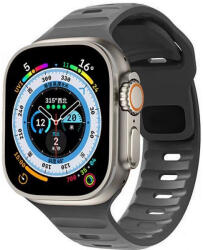 Apple Watch 4-6, SE, SE (2022) (42 / 44 mm) / Watch 7-9 (45 mm) / Watch 10 (46 mm) / Watch Ultra 1-2 (49 mm), szilikon pótszíj, állítható, TP IconBand Line, sötétszürke