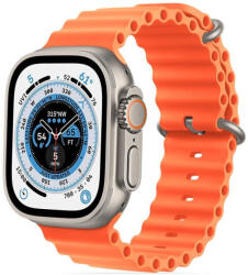 Apple Watch 4-6, SE, SE (2022) (42 / 44 mm) / Watch 7-9 (45 mm) / Watch 10 (46 mm) / Watch Ultra 1-2 (49 mm), szilikon pótszíj, állítható, hullámos kialakítás, TP IconBand Pro, narancssárga