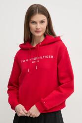 Tommy Hilfiger felső piros, női, nyomott mintás, kapucnis, WW0WW43598 - piros S