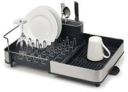 Joseph Joseph Extend 85153 Edényszárító, Lefolyócsővel, Kihúzható, Evőeszköztartó, Fekete/Rozsdamentes Acél