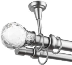 Odeon Dupla Függönyrúd - Fém, Ezüst - 300 cm (ODEON-SILVER-02-300)