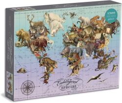 Galison - Veszélyeztetett Fajok Térképe 1500 darabos kirakó (9780735369900)