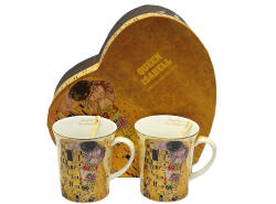 P&P Import Porcelán bögreszett kanállal, 2 db-os, dobozban, 300ml, Klimt: The Kiss (W9KL494-2-09305)