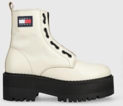 Tommy Jeans bőr csizma Tamy Higher 3A - Zip Up bézs, női, platformos - bézs Női 41