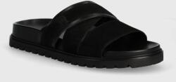 Tommy Hilfiger papucs velúrból ELEVATED TH CRISS SUEDE SANDAL fekete, férfi, FM0FM05065 - fekete Férfi 41