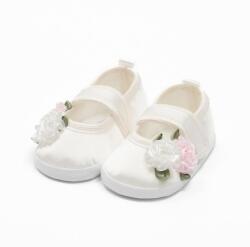 NEW BABY Baba szatén balettcipők New Baby Ivory Flowers 6-12 h