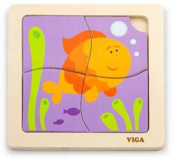 Viga Toys Fa képes kirakó puzzle Viga 4 db Halacska
