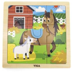 Viga Toys Fa képes kirakó puzzle Viga 9 db Ló